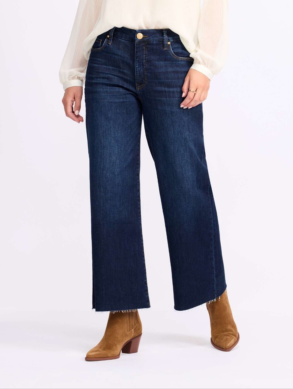 KUT FROM THE KLOTH Meg Fab Ab Raw Hem Wide Leg Jean Size 2